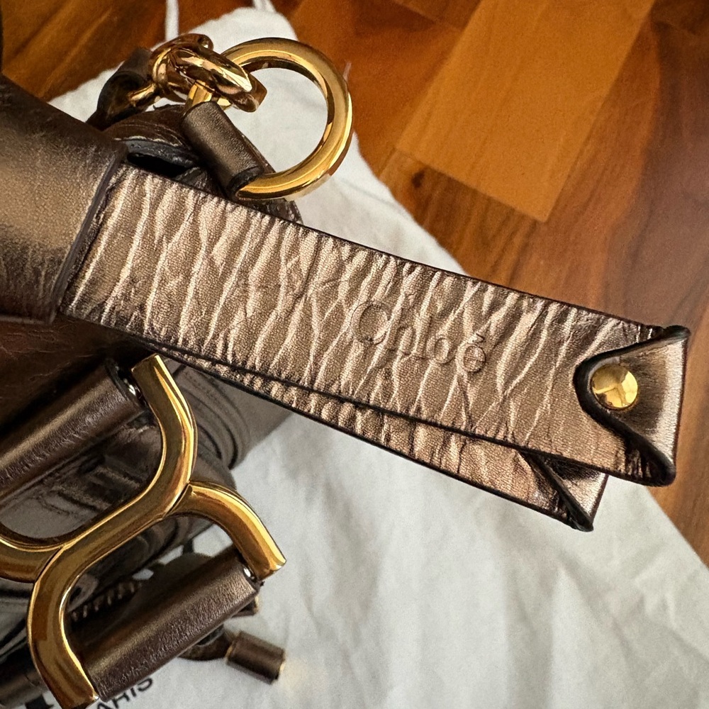 Chloe Small Marcie Metallic Bronze/Gold Crossbody Satchel, NEW - Picture 10 of 17